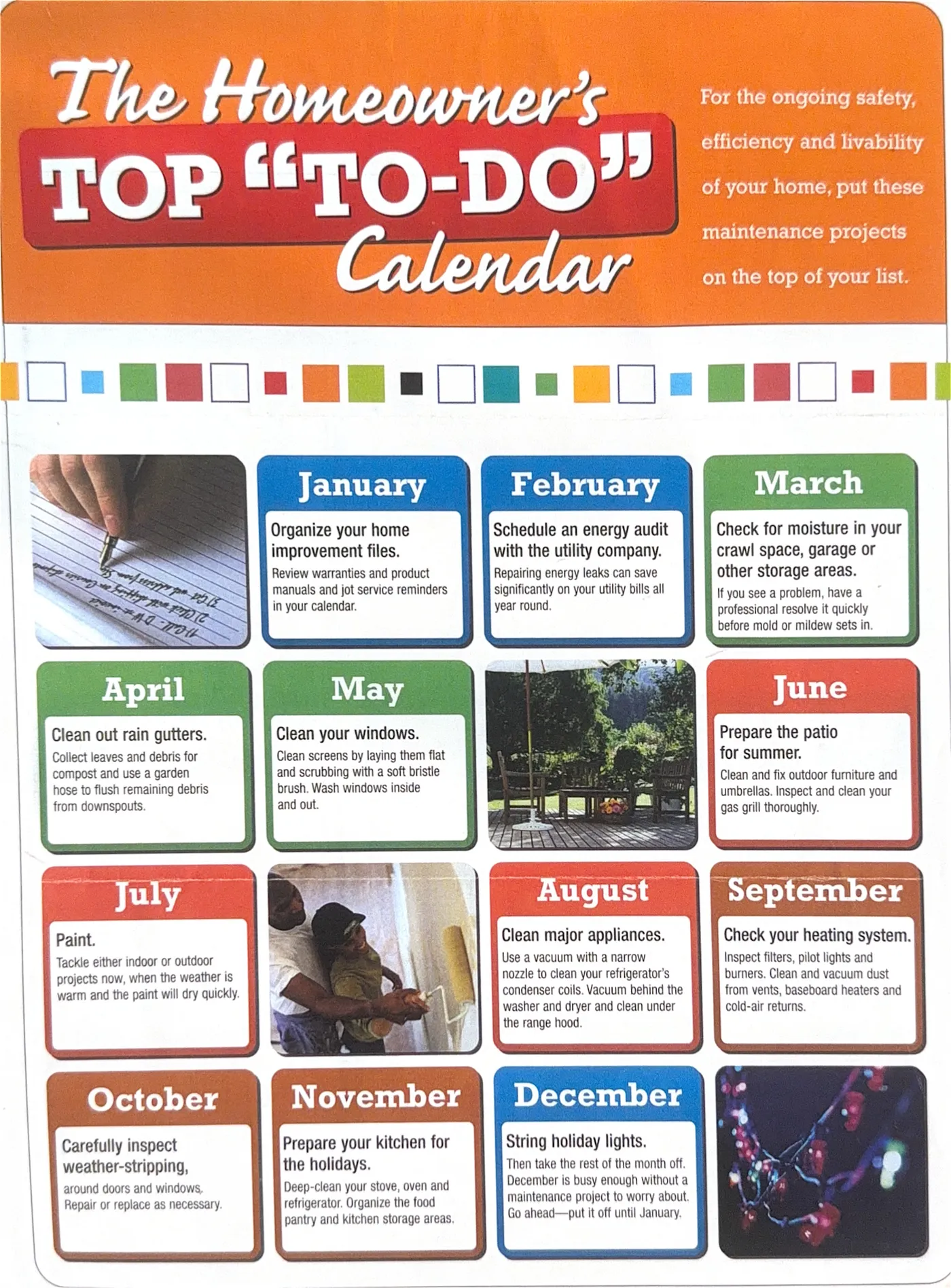Homeowner's To-Do Calendar
