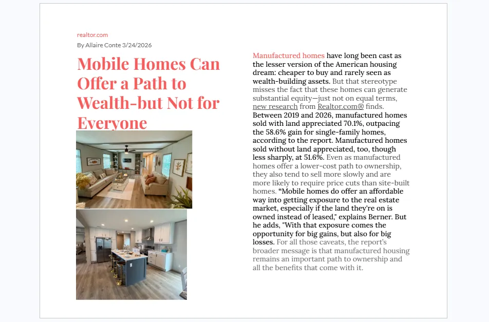 Mobile Homes Can Offer a Path to Wealth
