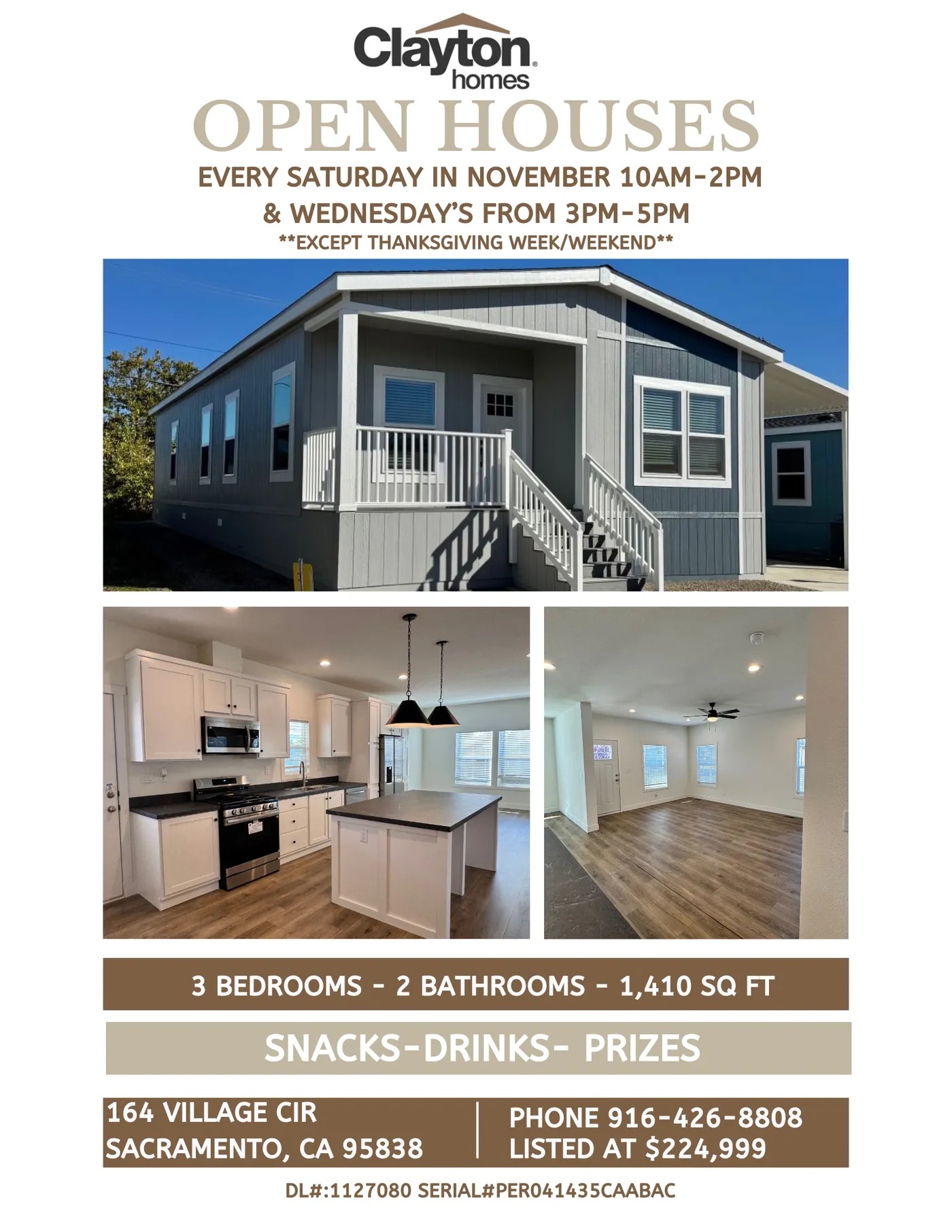 Open houses every Wednesday and Saturday!