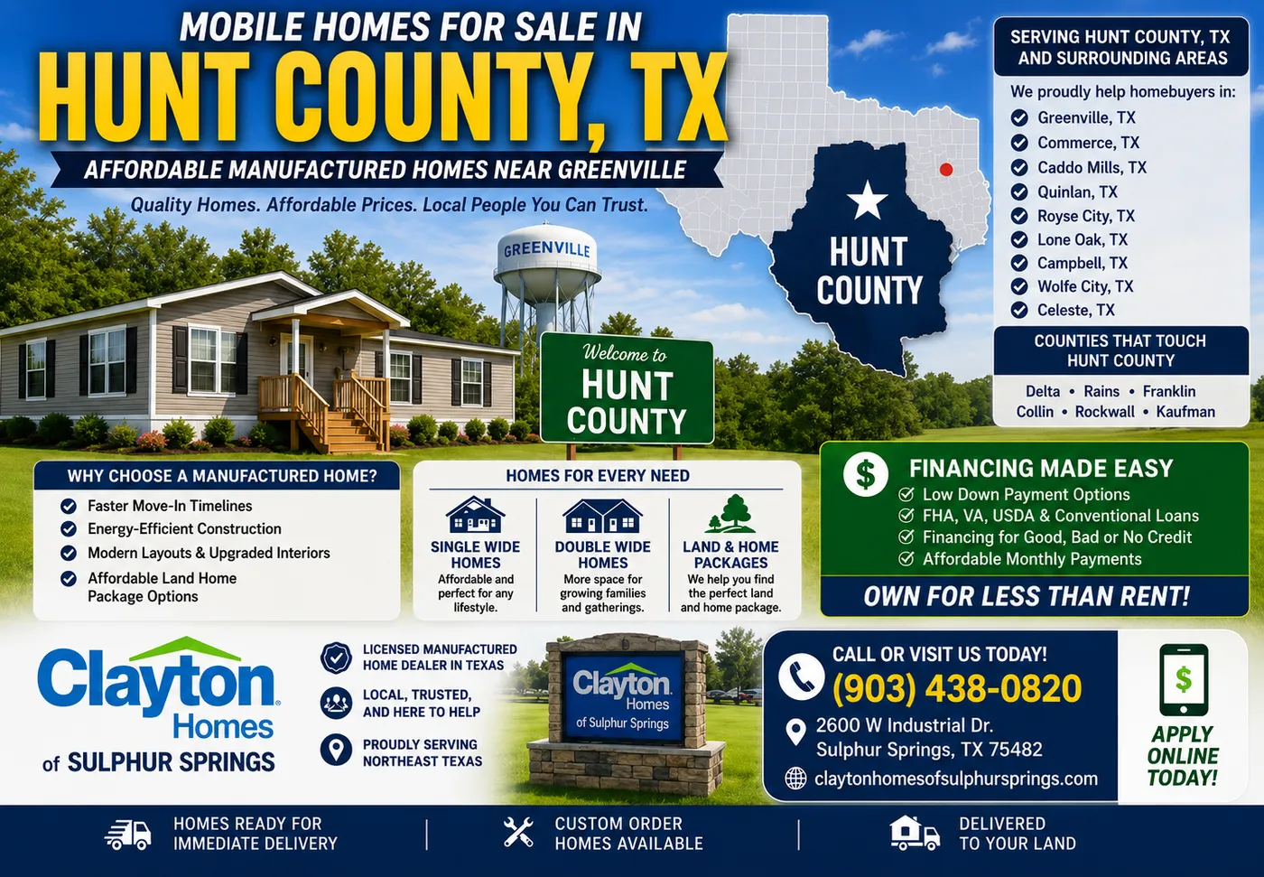 Mobile Homes for Sale in Hunt County Texas 
