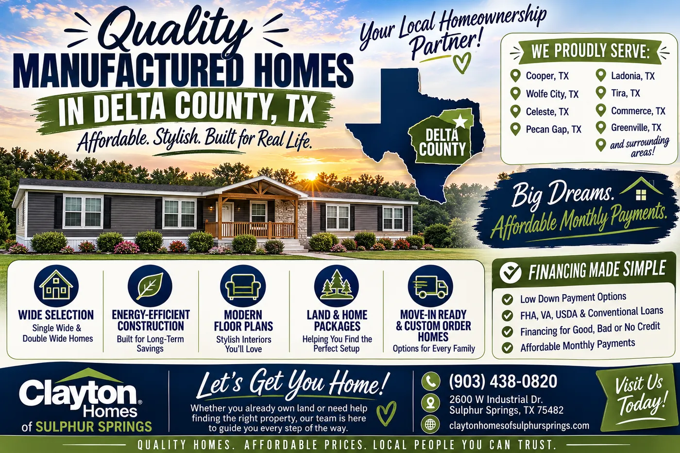 Land & Home Packages available in Delta County TX 