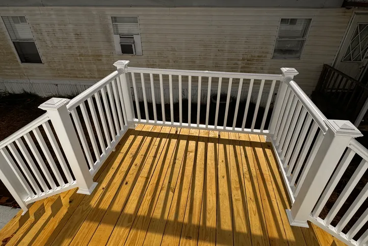 Back deck with steps on either side