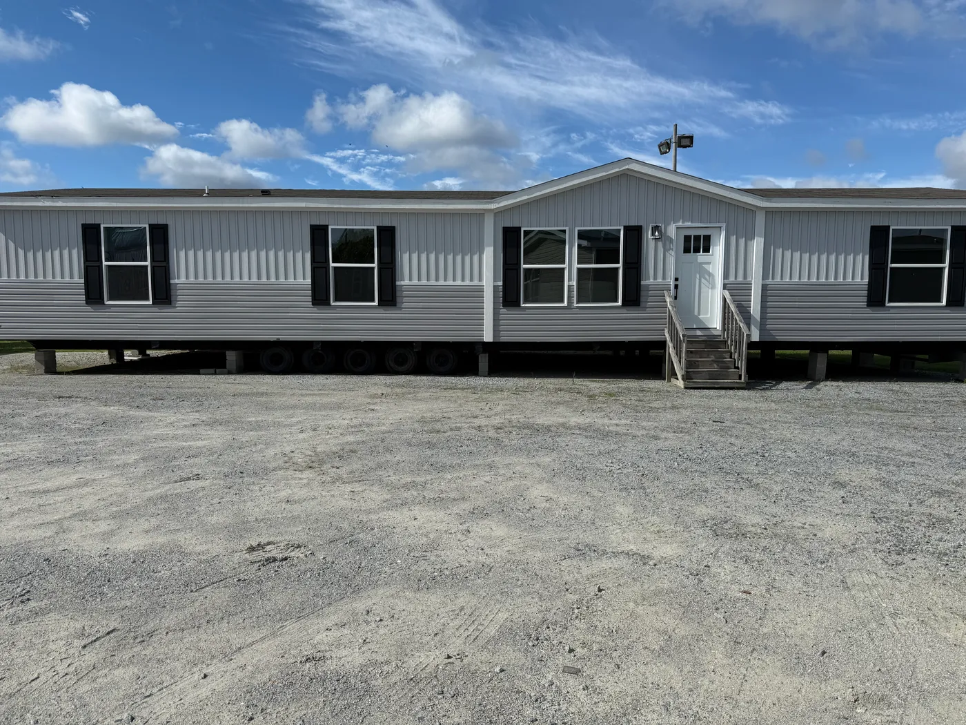 Flint Grey siding with Black shutters