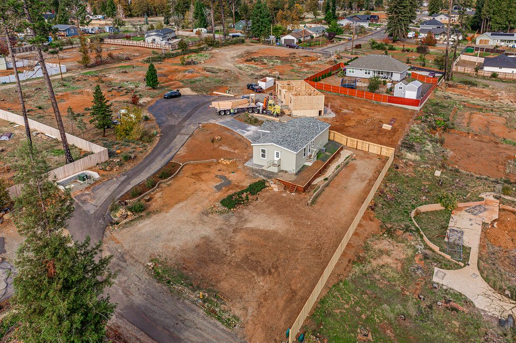 Aerial view of second driveway access and side yard