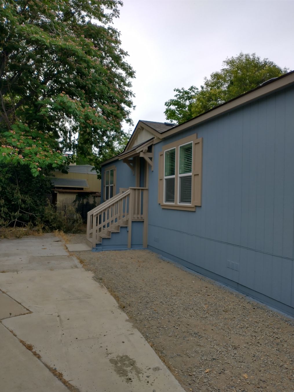 Front door before landscaping.  61 Cottonwood.