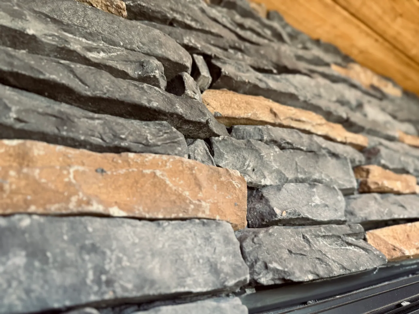 Stone work around front door - as a hand laid accent.