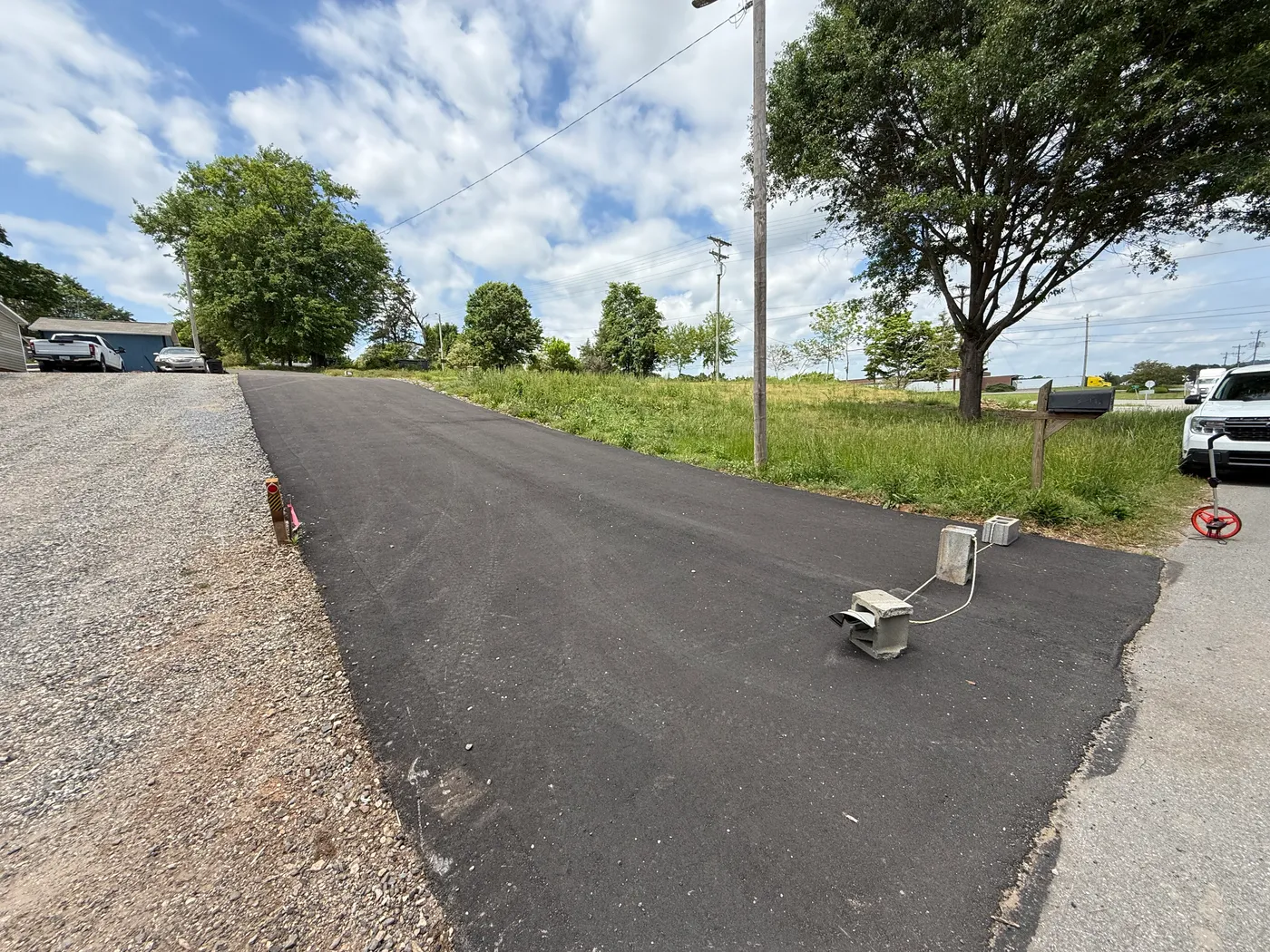 Paved drive leading to 404 Elizabeth