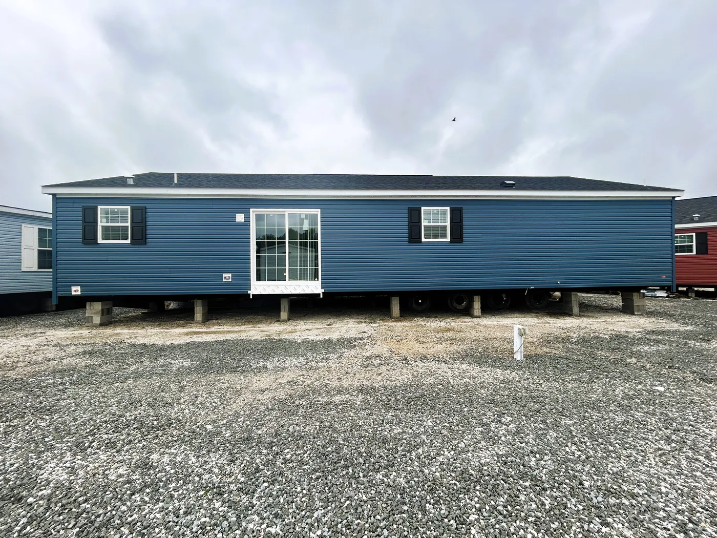 Rear view, sliding glass door. Rear entry/exit. 