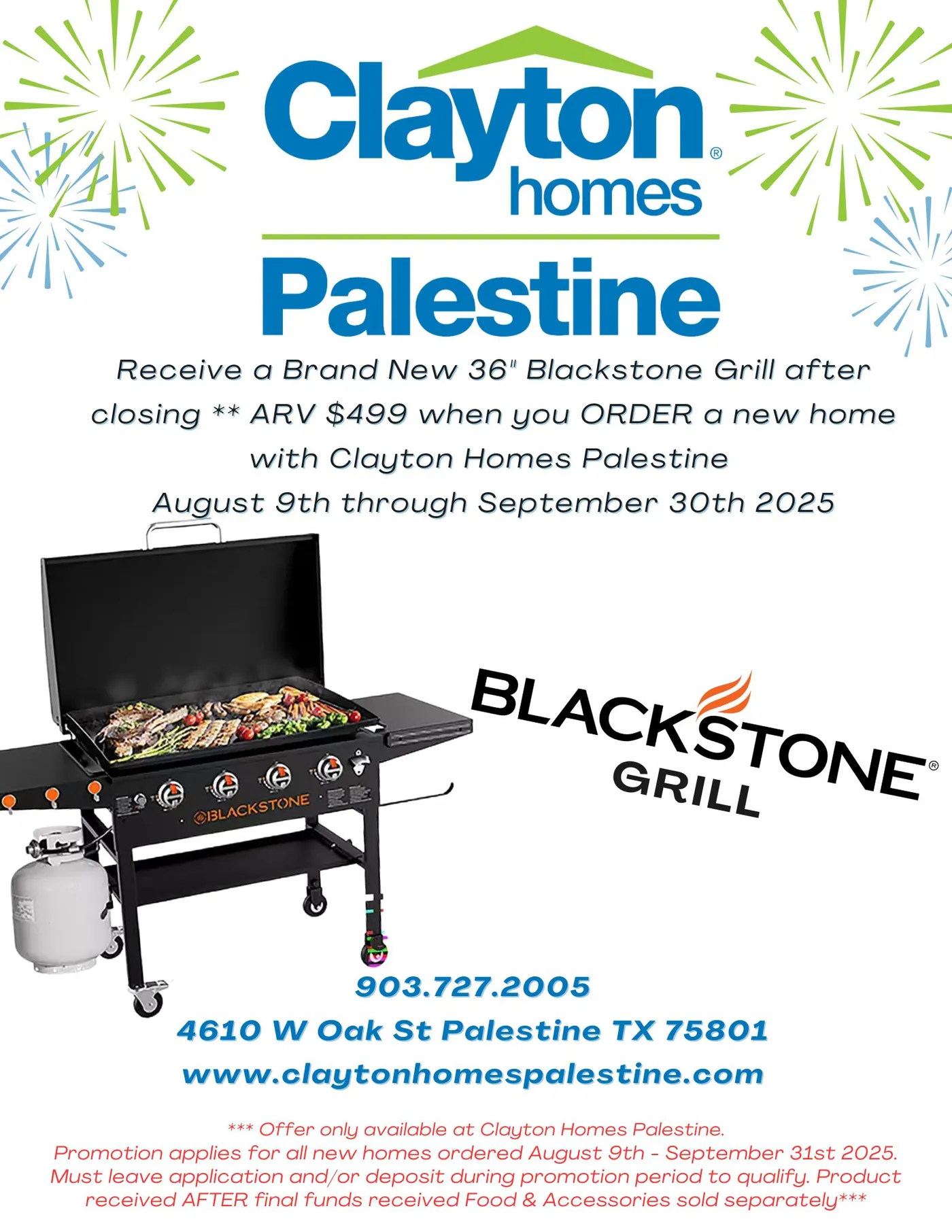 BLACKSTONE GRILL WITH YOUR NEW HOME ORDER!!