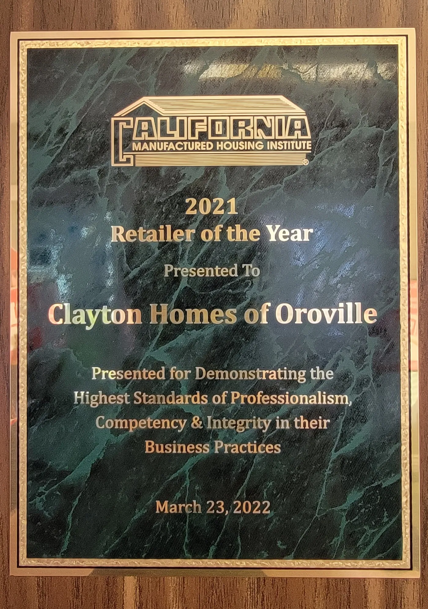 "2021 Retailer of the Year" awarded by CMHI image
