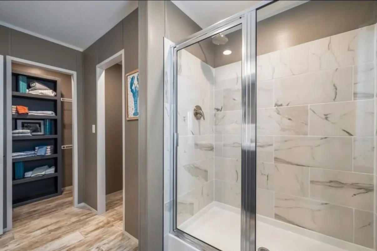 Tile shower with master closet