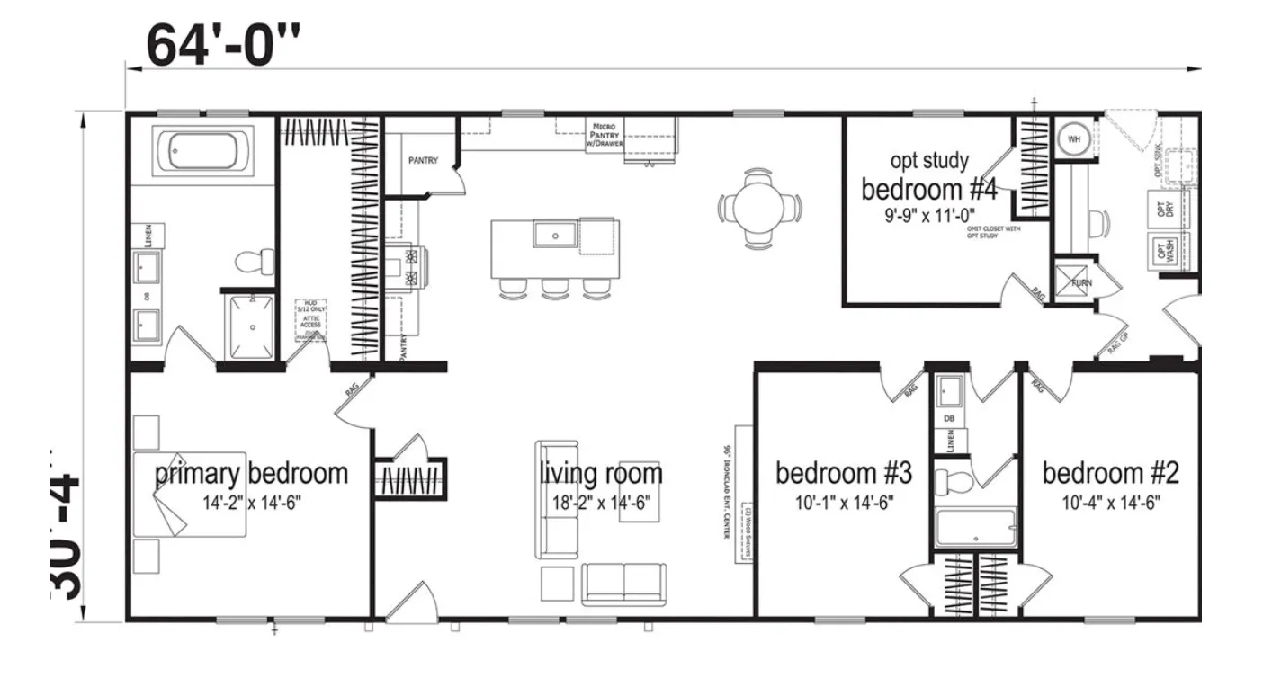 Champion Iron Clad 64 (4 Bedroom Model) Flooplan