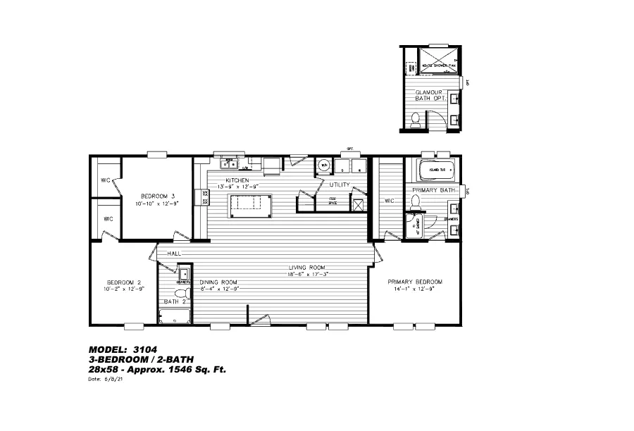 Pinehurst 3104 28x58 MODULARfloorplan image