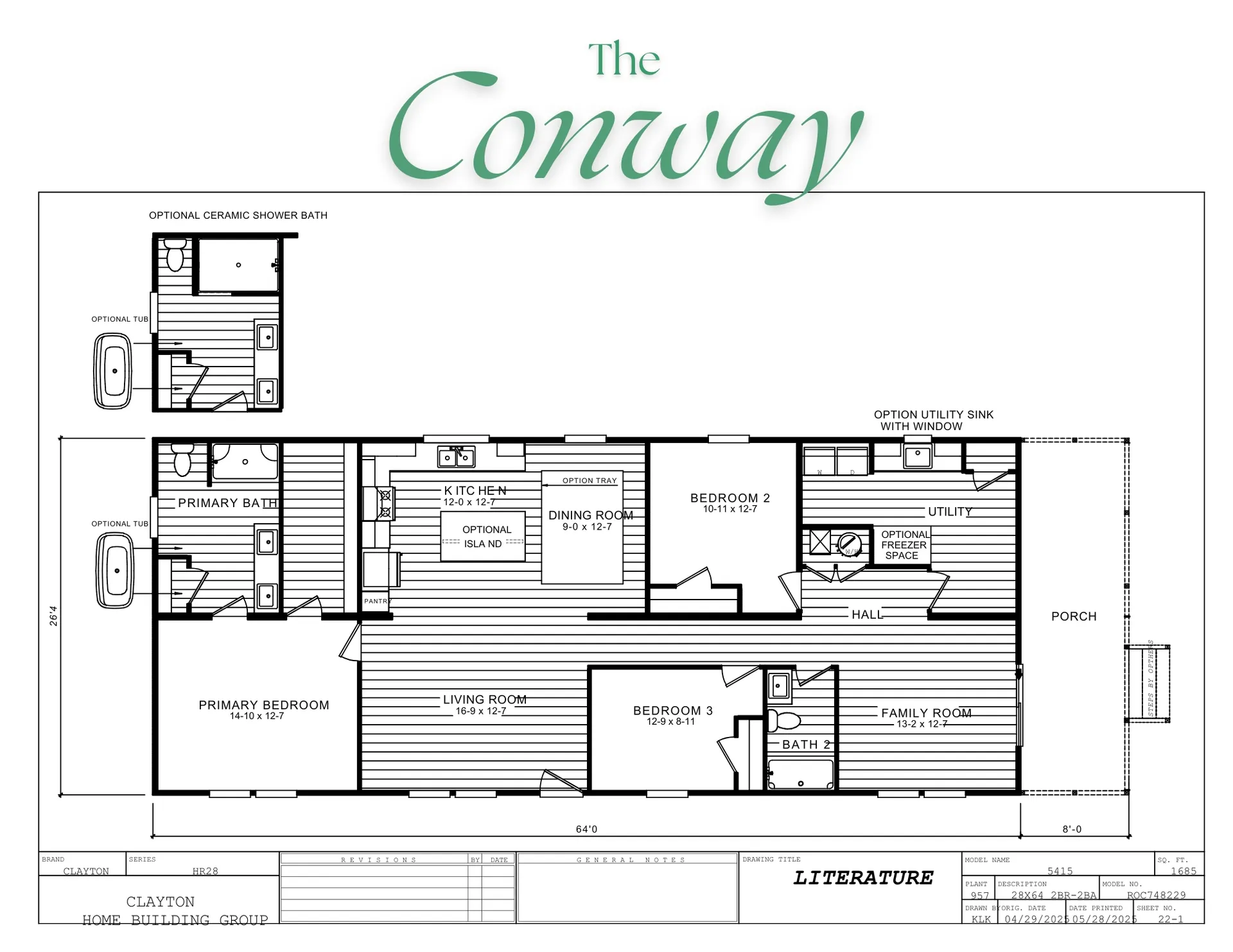 The Conway - 28' Covered Porch! Flooplan