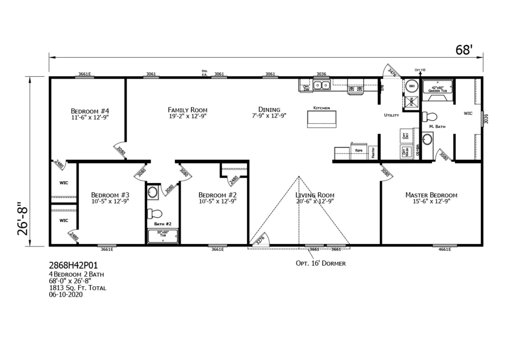 Champion Prime 68 (4 Bedroom 2 Bath Model) Flooplan
