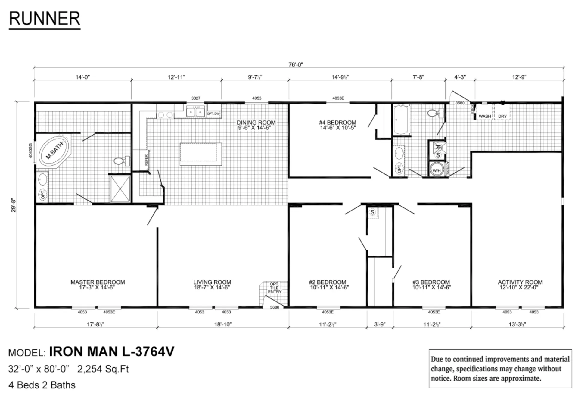 Live OAK Iron MAN (4 Bedroom 2 Bath Model) Flooplan