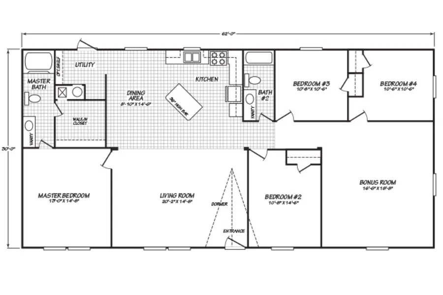 Move IN Ready - Athens TX - 4 BED 2 BA Flooplan