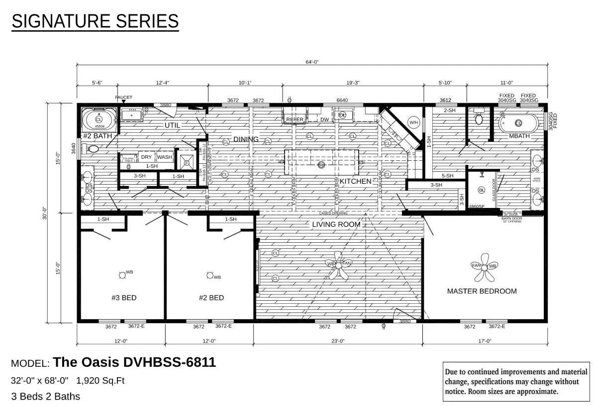 Oasis Modular IN Stock 3 BED 2 Bath Flooplan