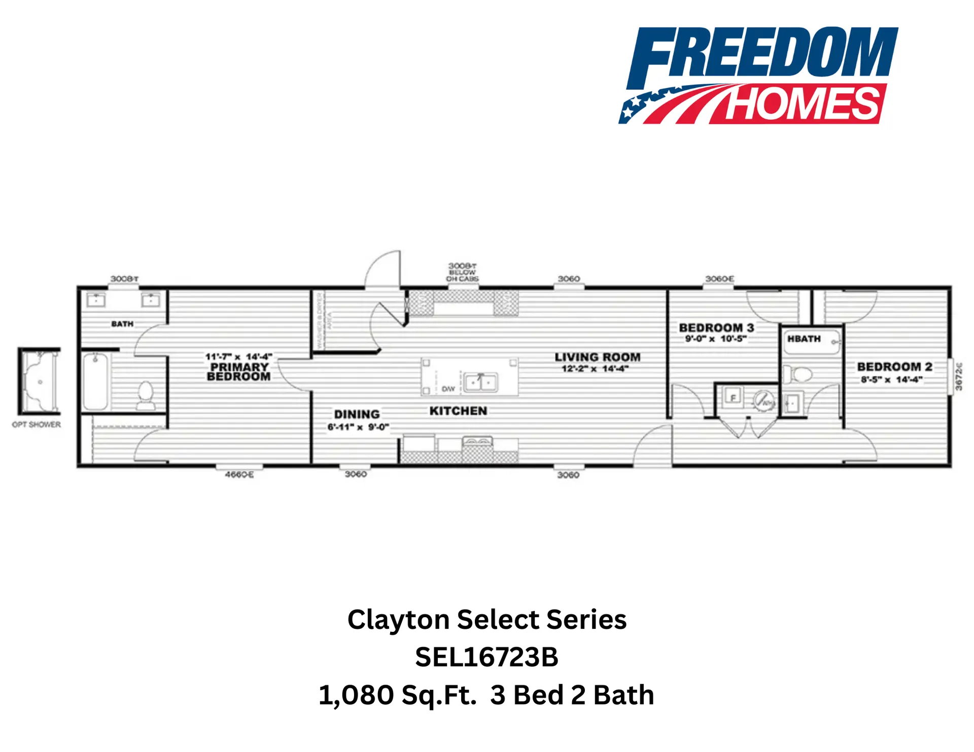 Select - 3 Bedroom 2 Bath Flooplan
