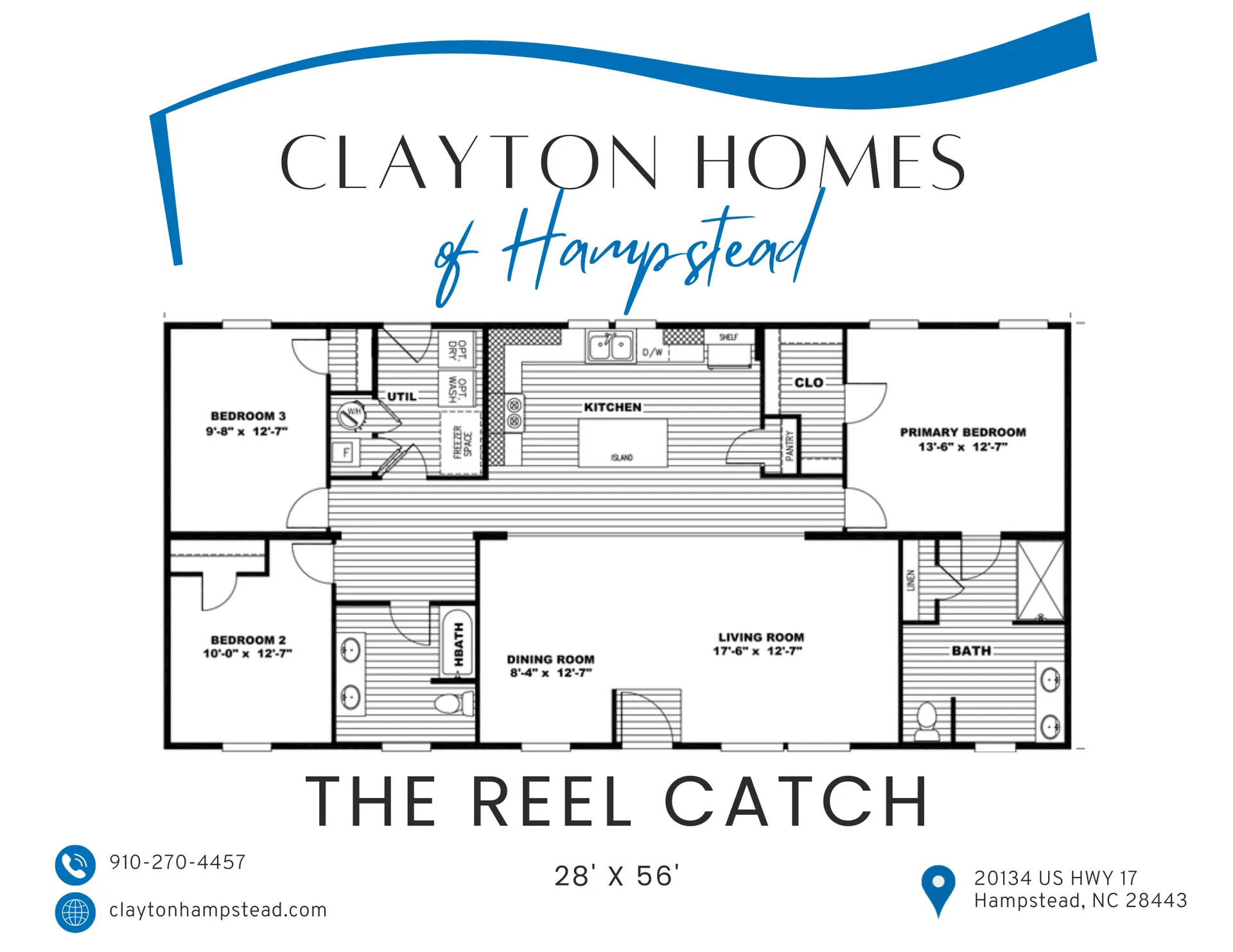 The Reel Catch - 3BR/2BA - LOT Model FOR Sale Flooplan
