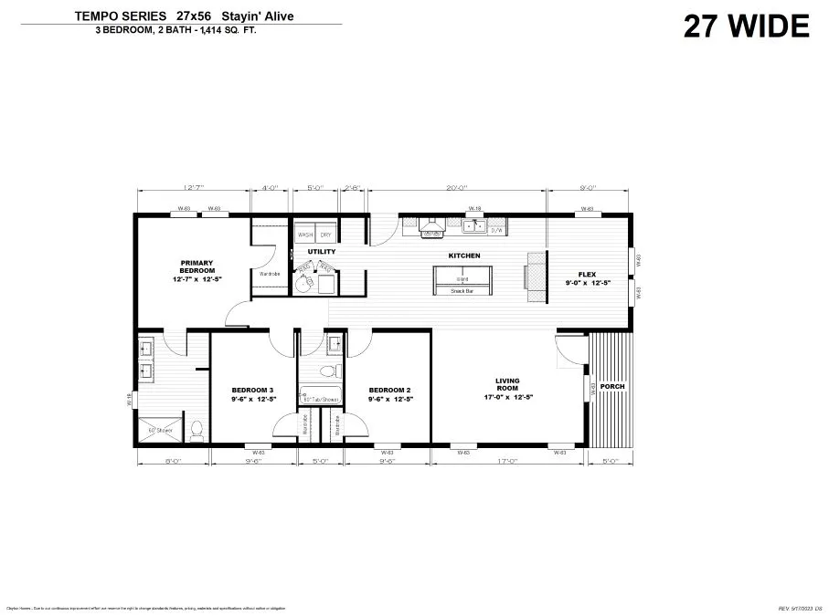 3 bedroom 2 bath 1414 sq ft