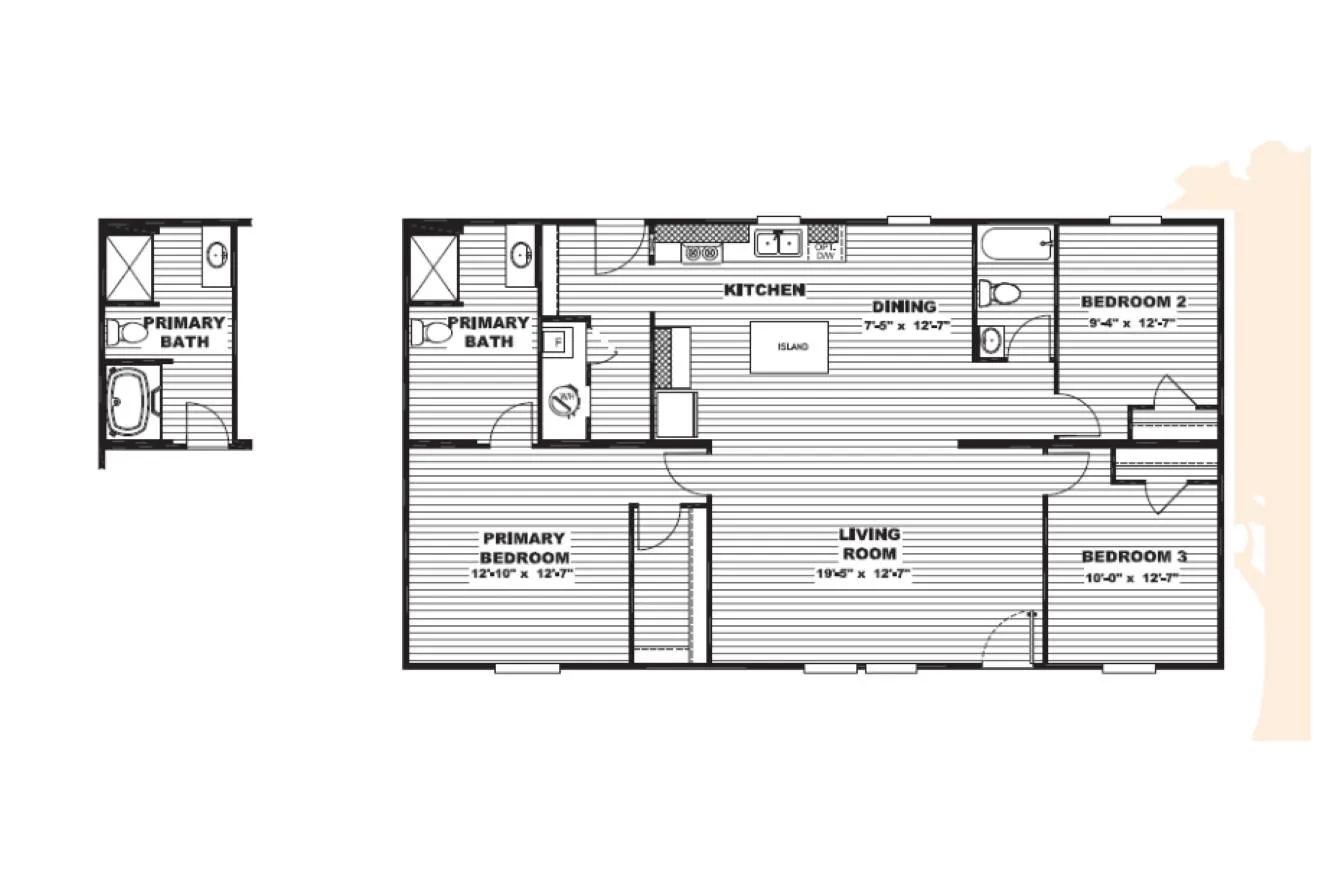 "Maple" - A Double Wide FOR A Single Wide Price! Flooplan