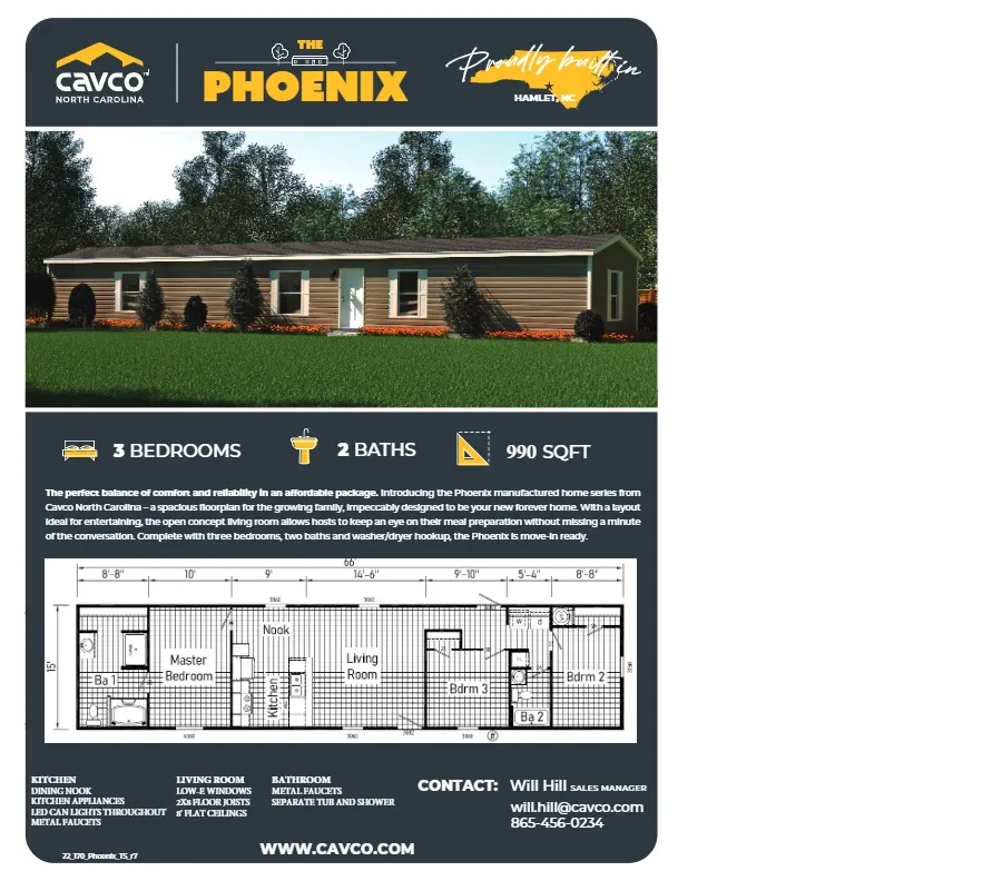 Cavco Phoenix 16X66 Flooplan