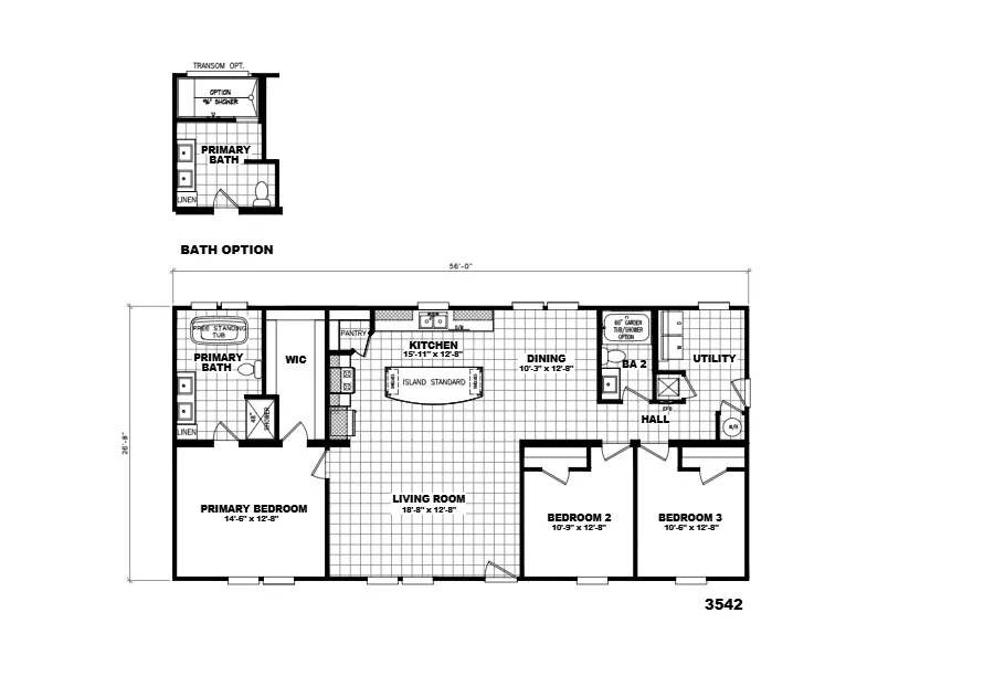 Modular Captain Jack - 3BR/2BA Flooplan