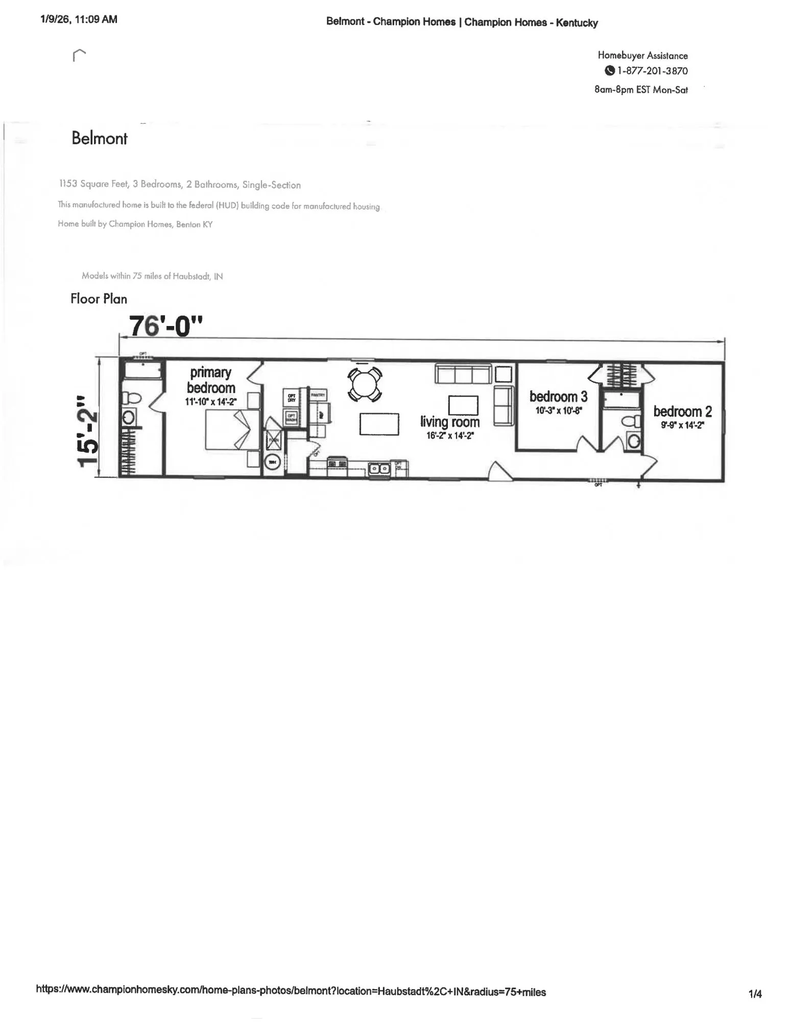 Belmont CHPR1676H32P06 Flooplan