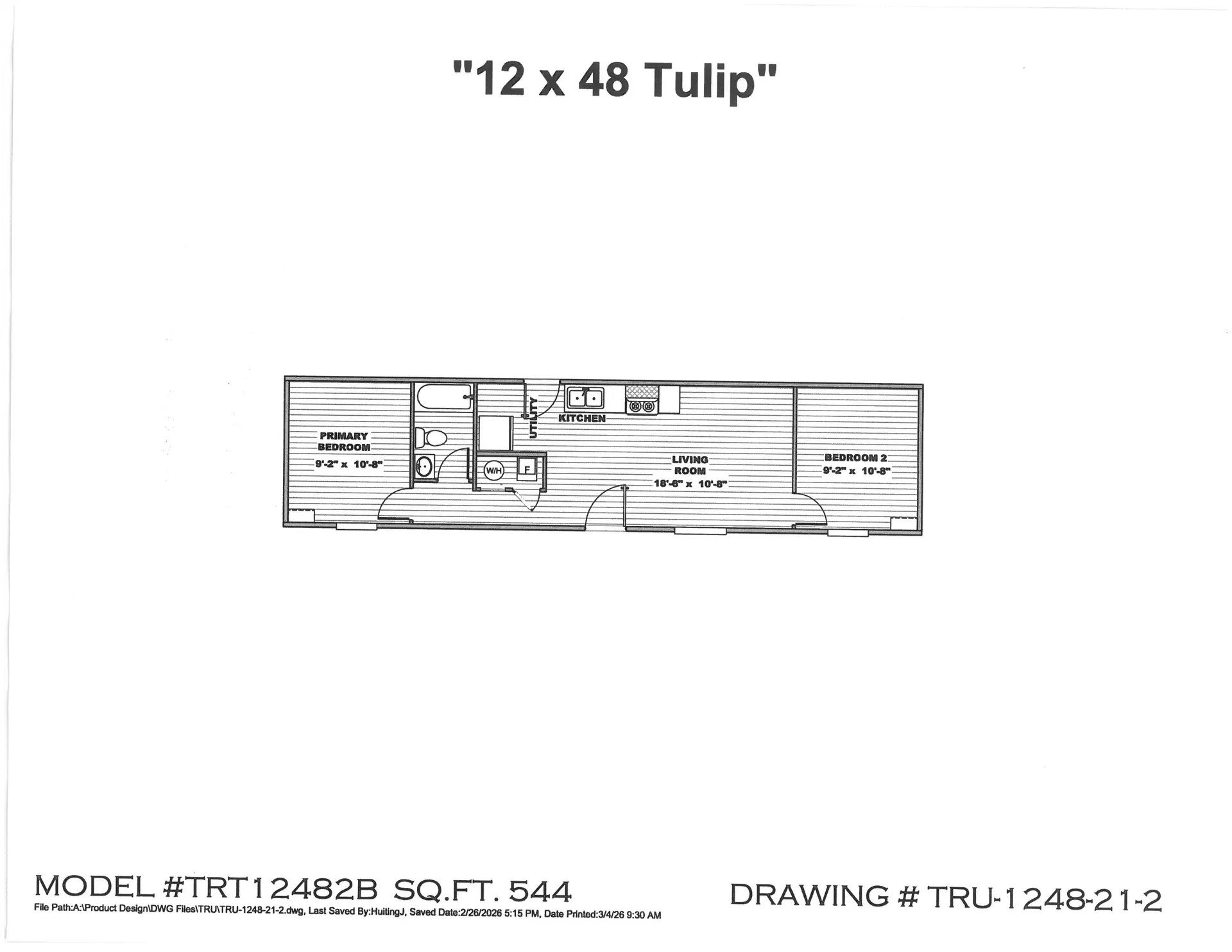 The Tulip 12X48 Flooplan