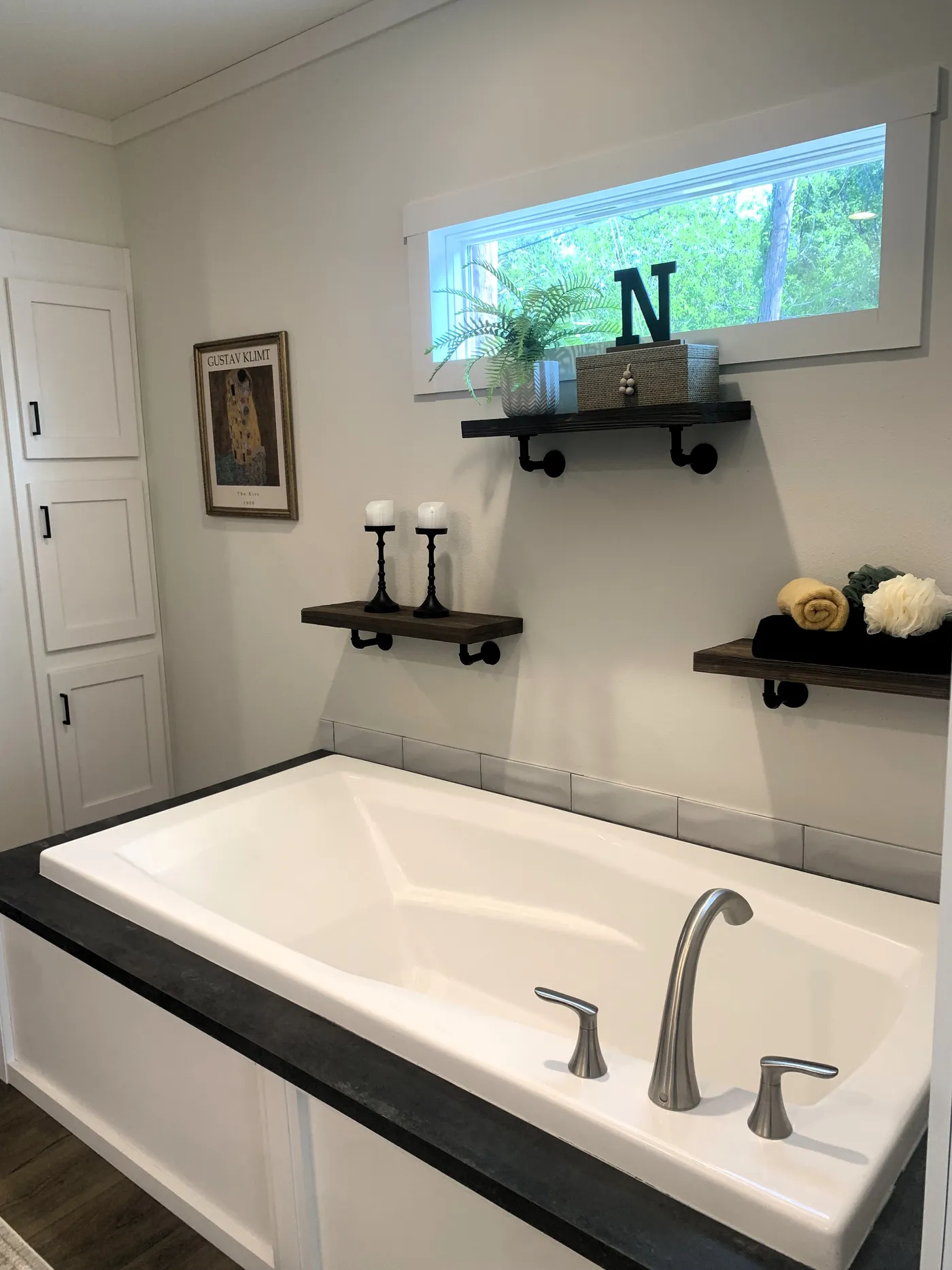Relax in this full size soaking tub!