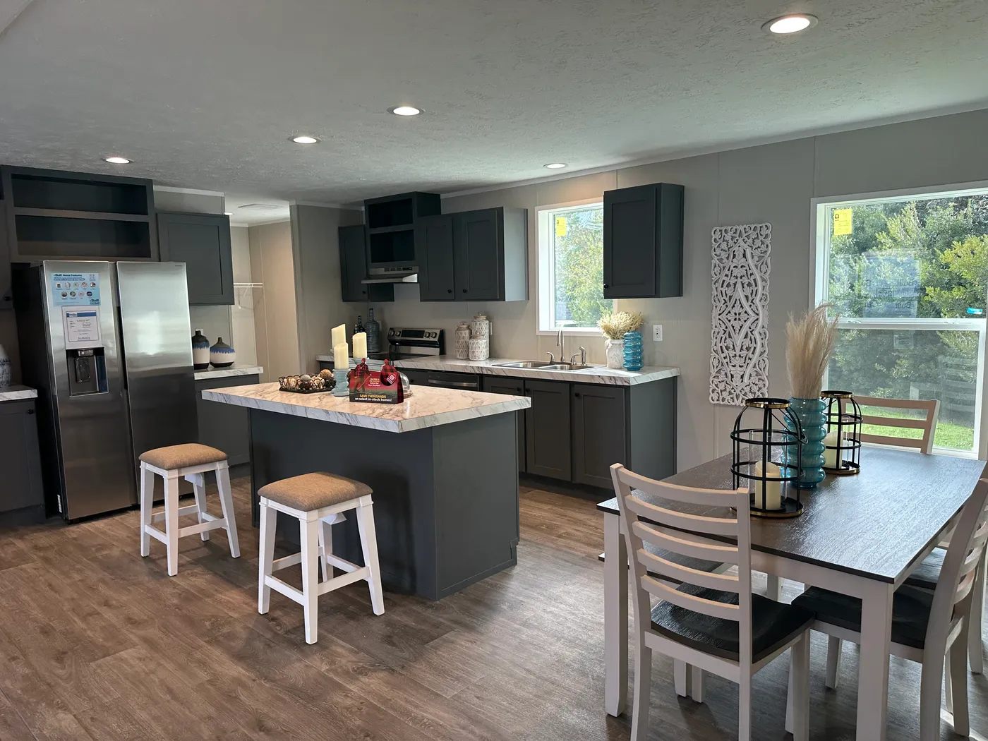 The dining room joins the kitchen for some nice conversation and cooking-