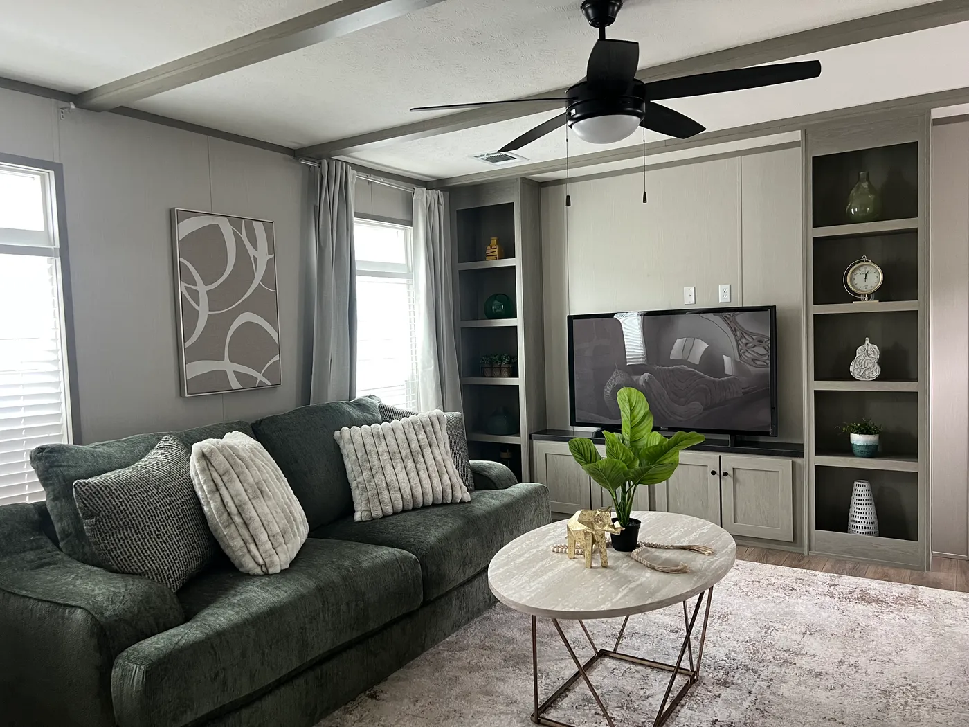 Manufacture Clayton Home Single wide 3bedrooms 2baths Living room entertainment center 