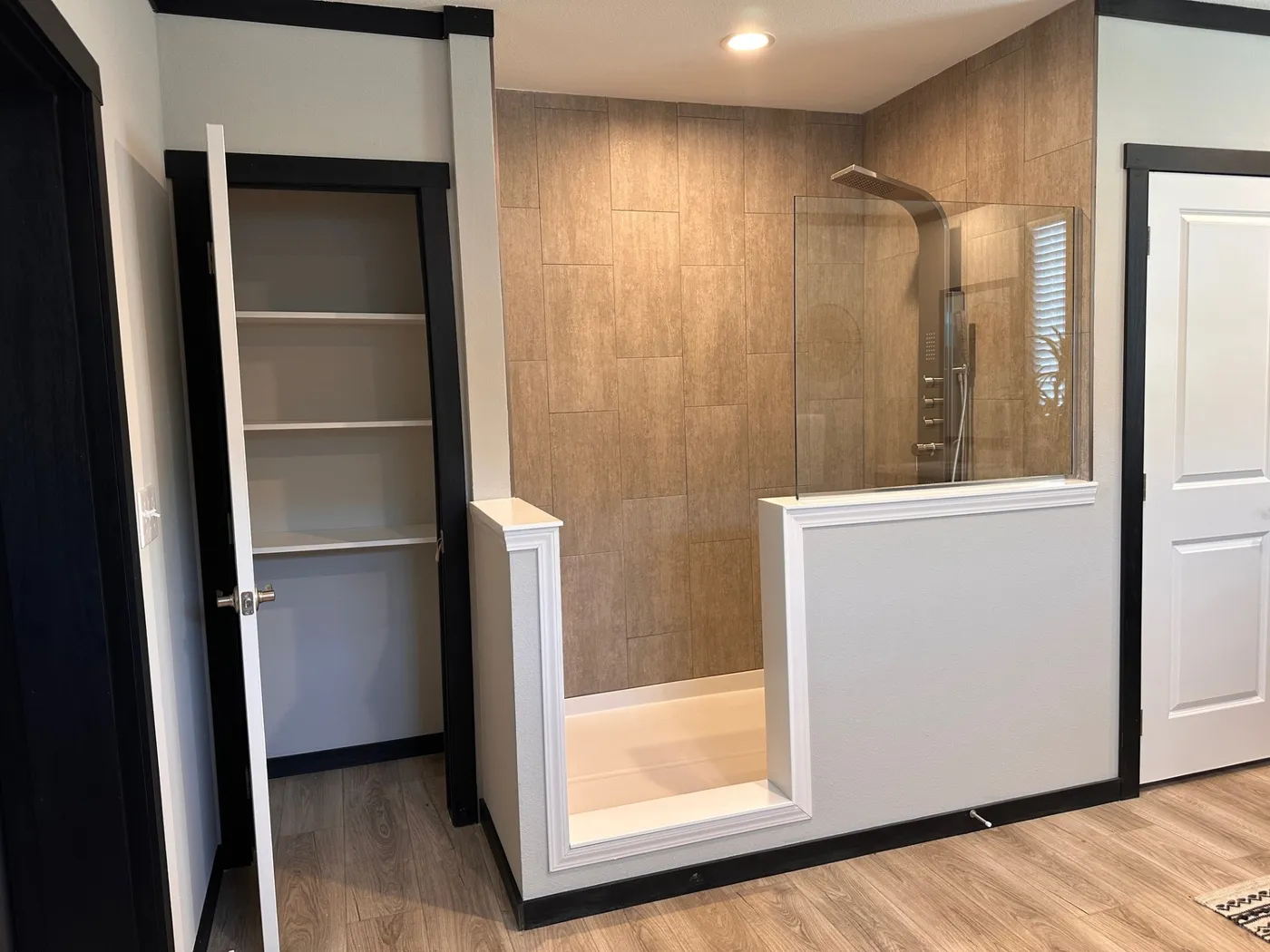 walk in tile shower 