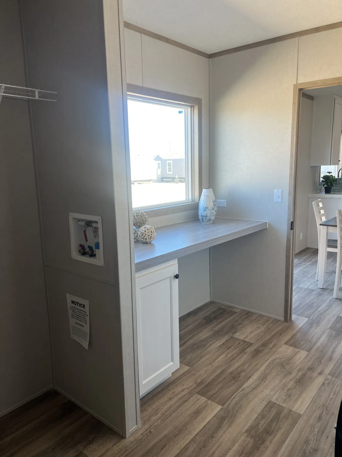 Freezer Space and a Kraft/Folding Table with Cabinets