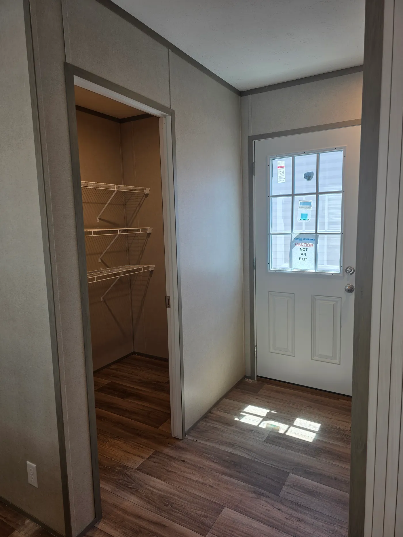 Full pantry with door. 