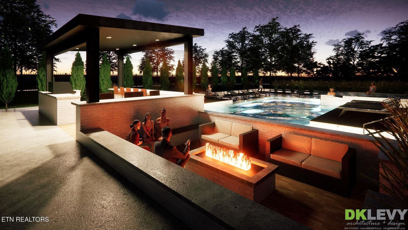 The gas fire pit is the perfect place to relax with friends.
