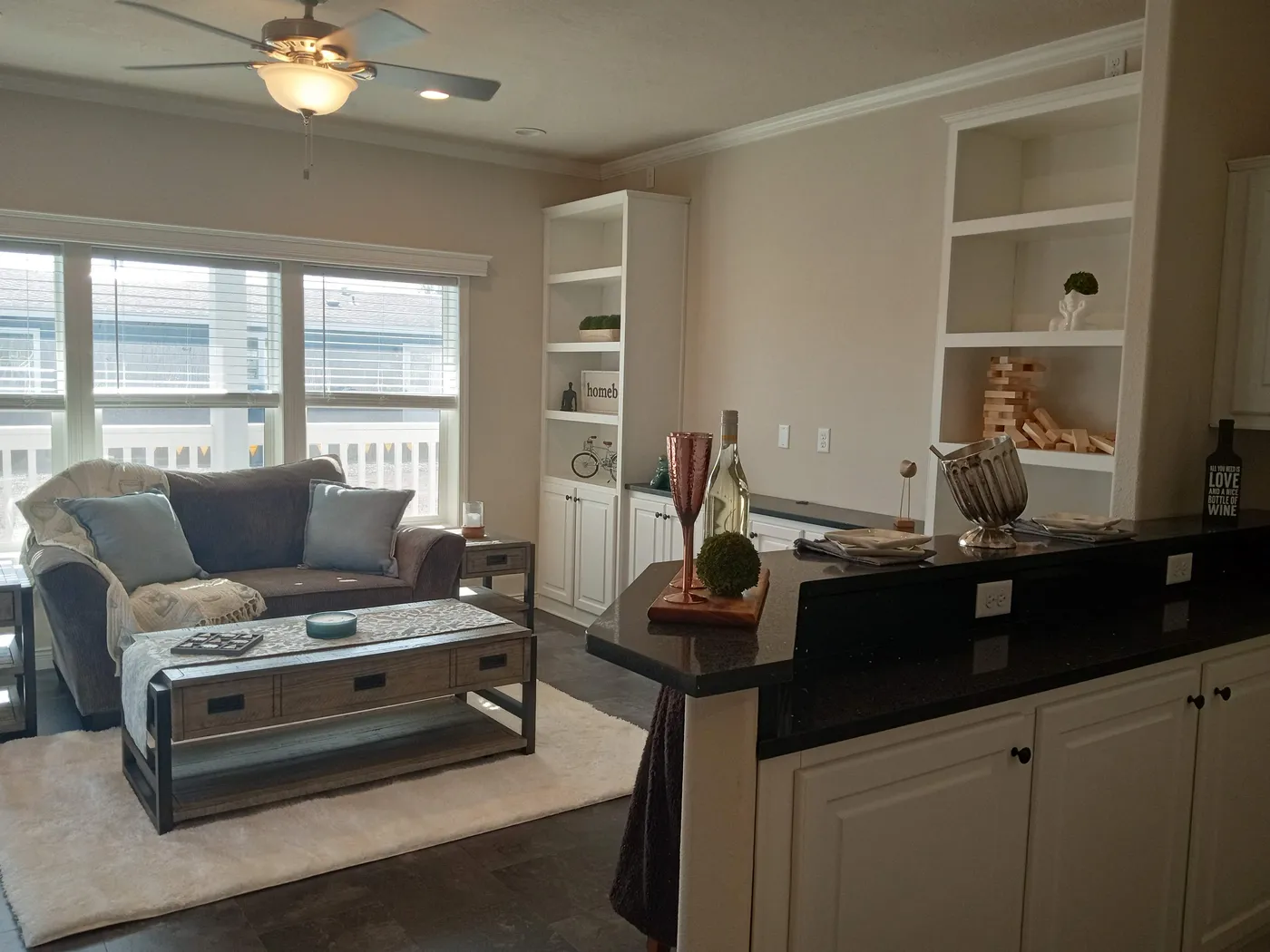 Family room with built in entertainment center