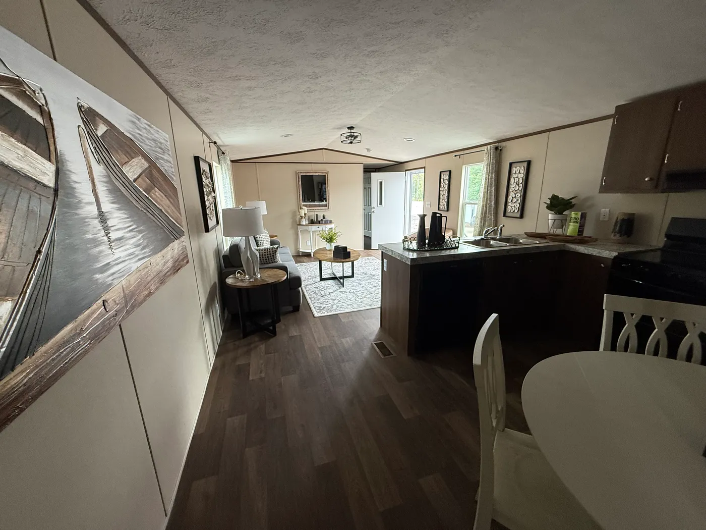 Open kitchen to living area.