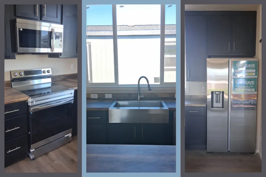 Kitchen features with micro hood / pull down faucet / upgraded 22 cu ft Samsung refrigerator w/ice-water