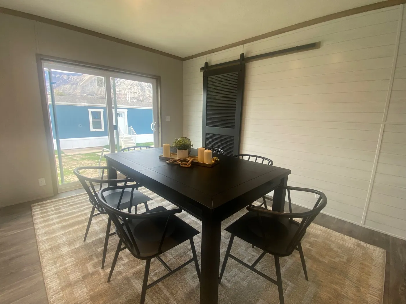 Separate dining area with sliding glass door
