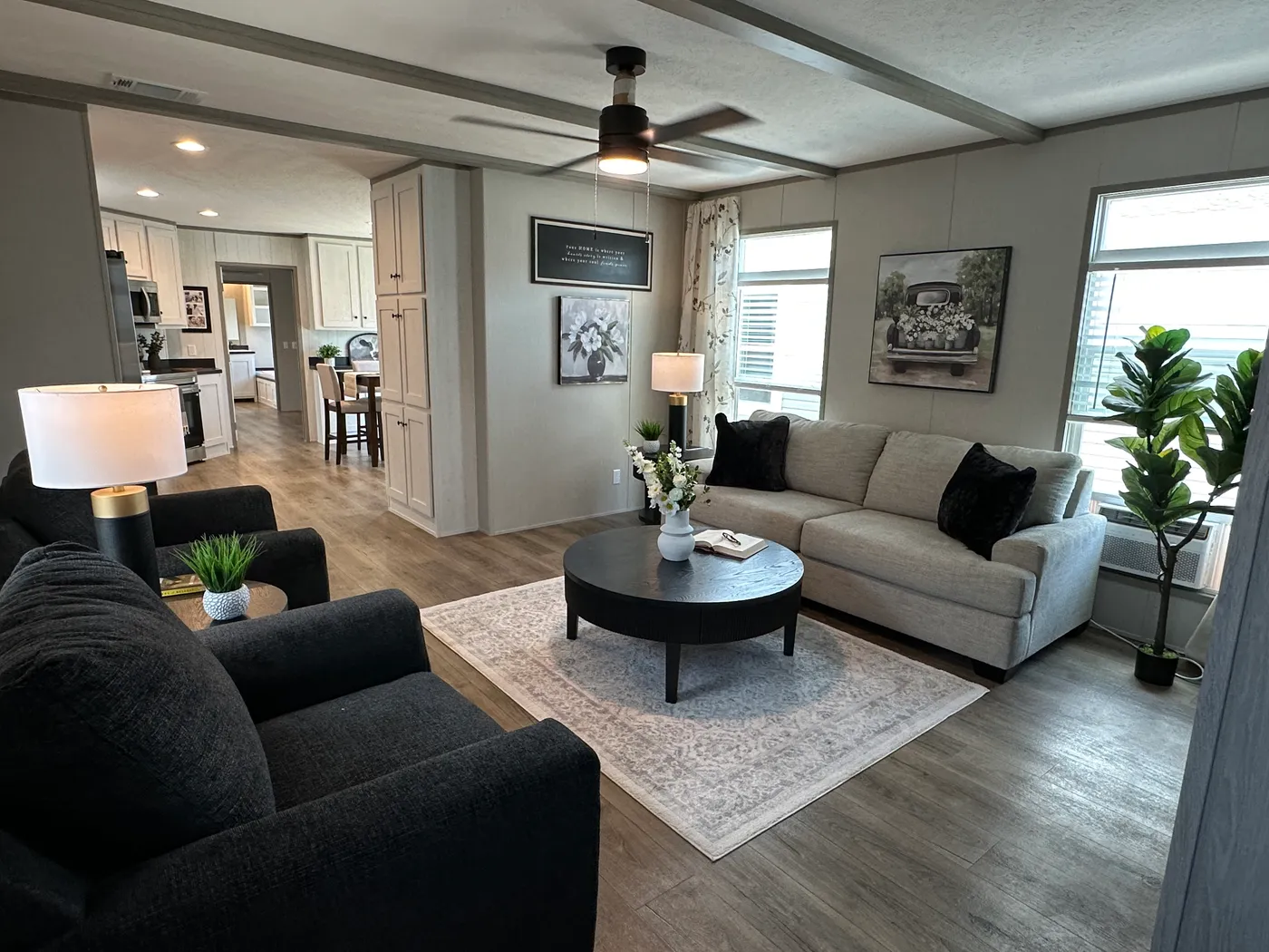 Introducing The Harvest, a beautiful 3 bedroom, 2 bathroom manufactured home with 1,216 sq. ft. of comfortable living space. This home is packed with popular upgrades, including a stainless steel farmhouse sink, a spacious kitchen design, built-in entertainment system, and upflow vents for added comfort and better furniture placement.

The private primary suite features a large garden soaking tub and separate walk-in shower, giving you the perfect place to relax after a long day. On the outsid