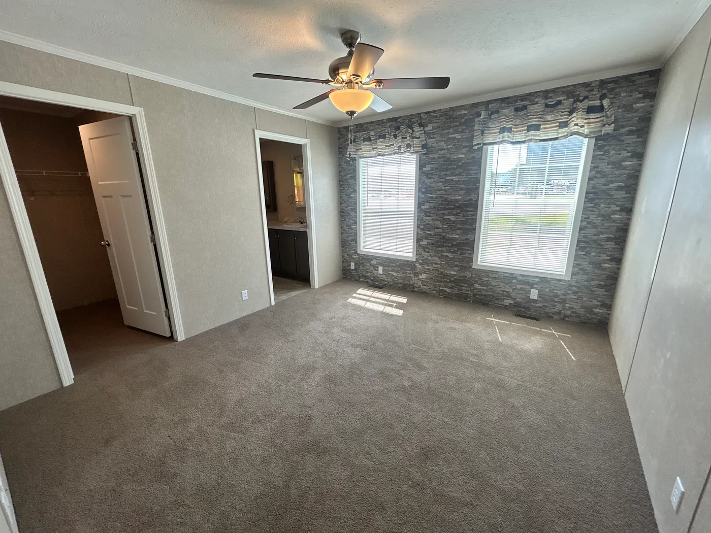 Full view of the accent wall in the main bedroom. 