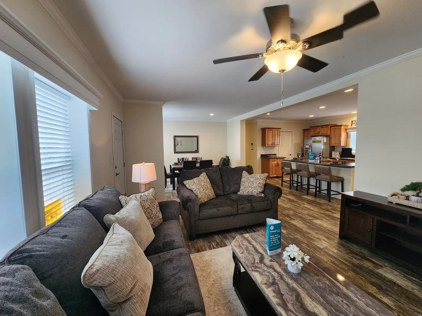 Open concept living room with lots of natural light