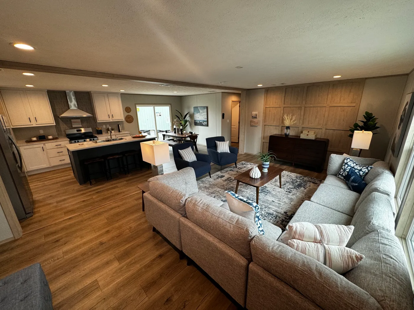 Spaceish family room with Accent wall!