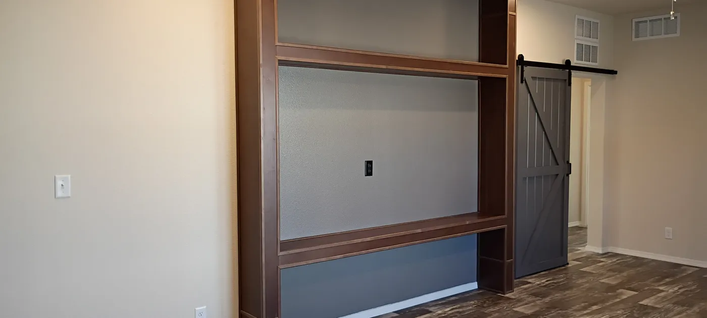 Built in entertainment center, also available with black ice accent