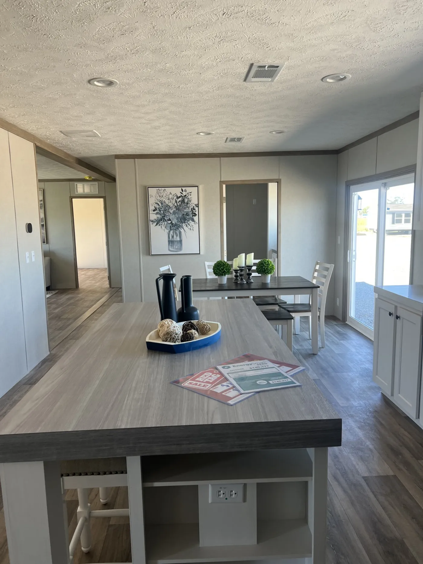 Huge Kitchen Island and Dining Room with Patio doors for that deck!
