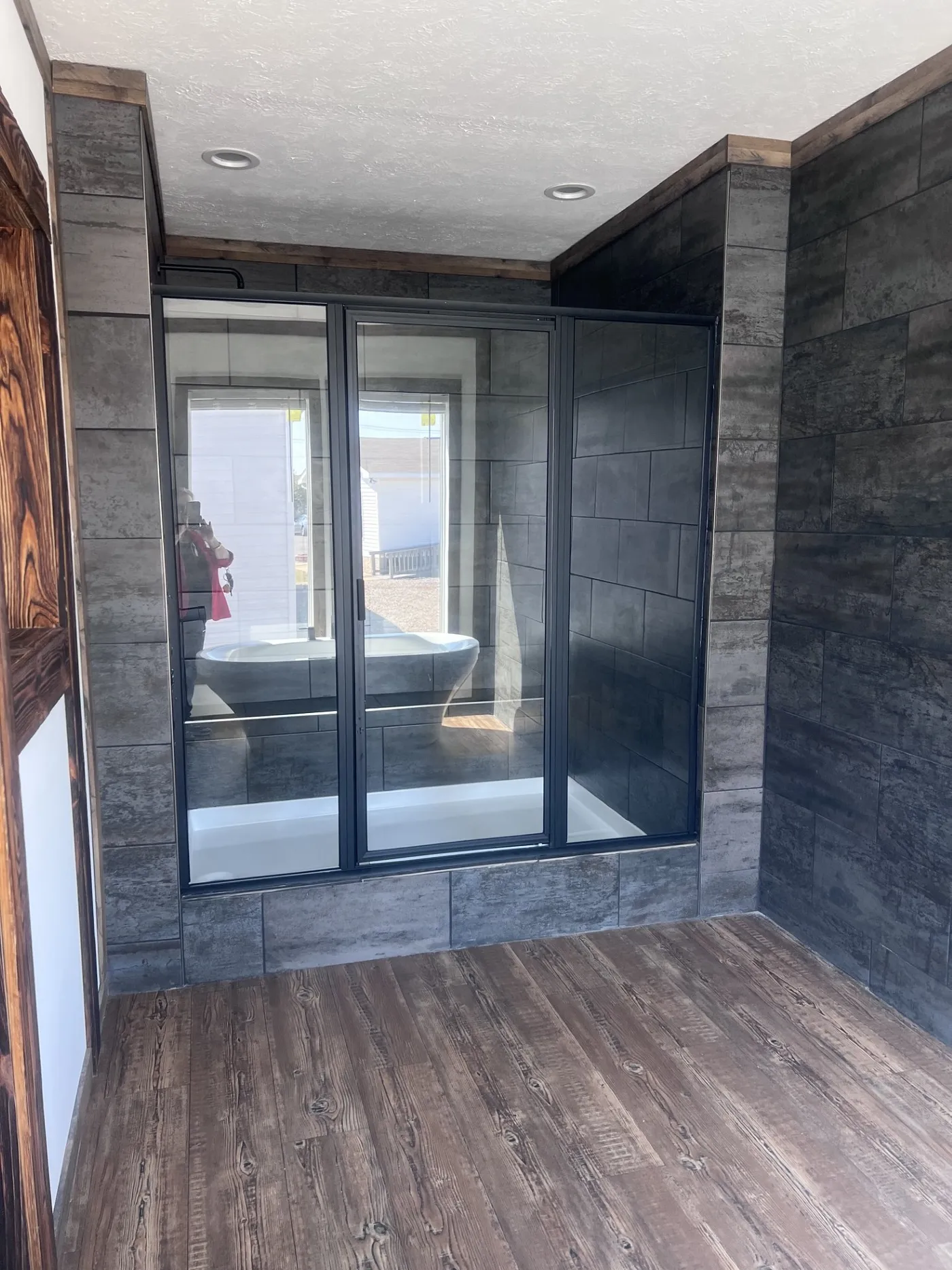 Show stopping Huge walk in shower in its own room with floor to ceiling tile