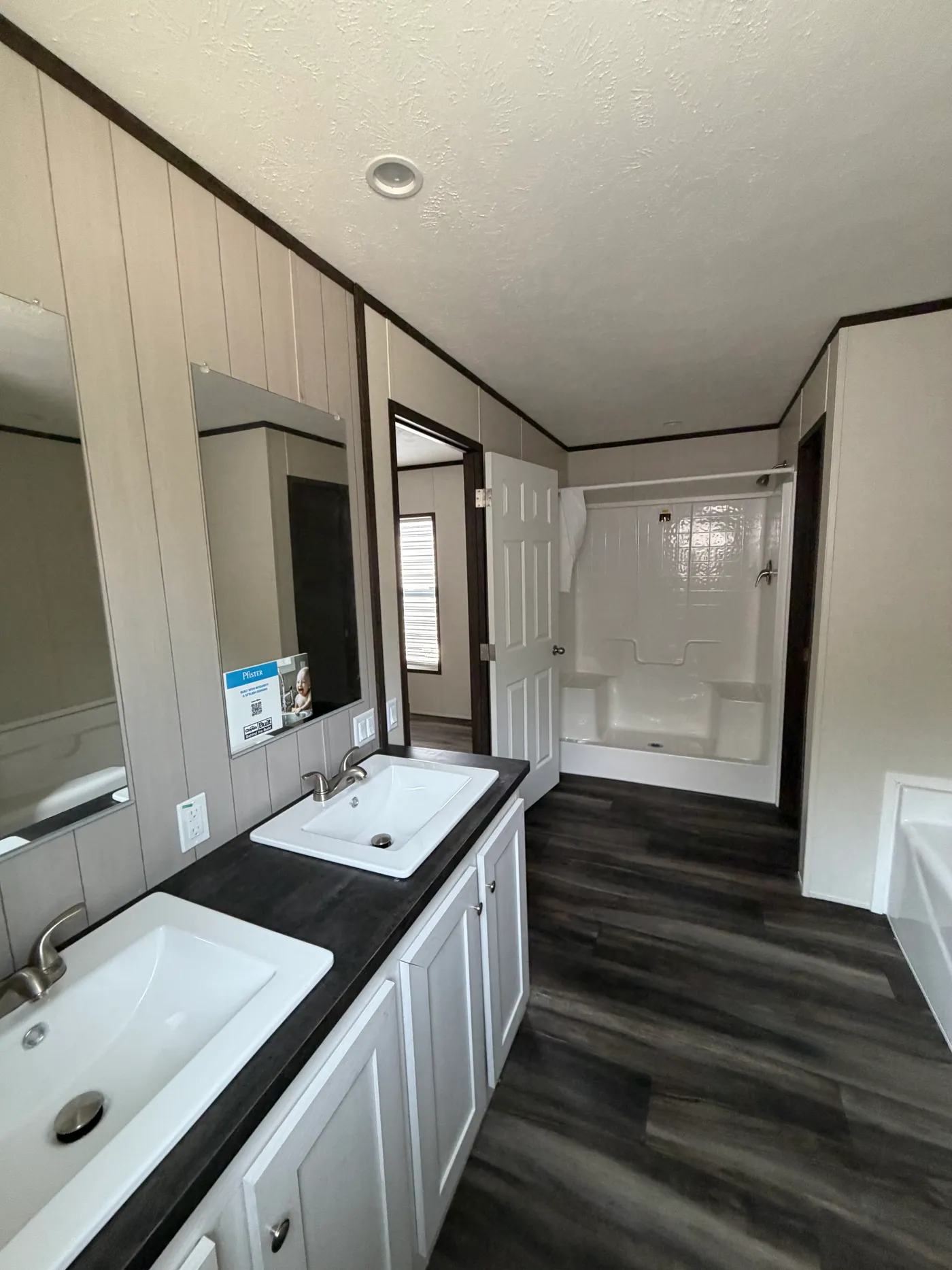 Large shower and double vanity!