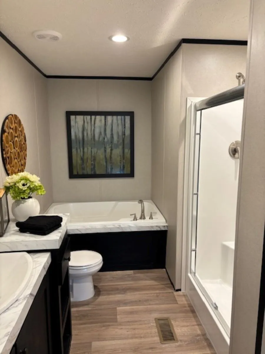 Soaker tub & walk-in shower.